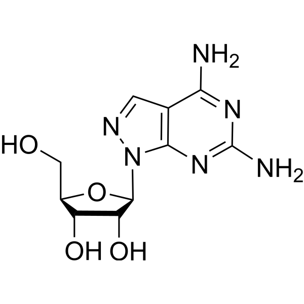 2-β-D-Ribofuranosyl-2H-pyrazolo[3,4-d]pyrimidine-4,6-diamine结构式