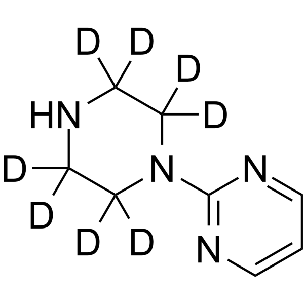 2-(1-Piperazinyl)pyrimidine-d8结构式