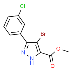 Methyl 4-bromo-3-(3-chlorophenyl)-1H-pyrazole-5-carboxylate结构式