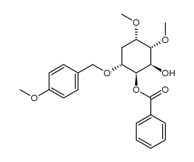 1D-(1,2,5/3,4)-4-O-benzoyl-5-O-(p-methoxybenzyl)-1,2-di-O-methylcyclohexanepentaol结构式