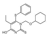 1-(cyclohexyloxymethyl)-5-ethyl-6-phenylsulfanyl-2-sulfanylidenepyrimidin-4-one结构式