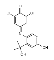 2,6-dichloro-4-((4-hydroxy-2-(2-hydroxypropan-2-yl)phenyl)imino)cyclohexa-2,5-dienone结构式