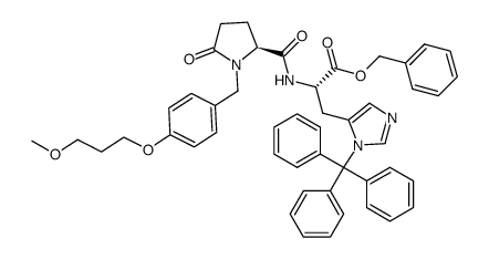 benzyl 1-[4-(3-methoxypropoxy)benzyl]-5-oxo-L-prolyl-3-trityl-L-histidinate结构式