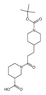 (3R)-1-{3-[1-(tert-butoxycarbonyl)-4-piperidinyl]propanoyl}-3-piperidinecarboxylic acid Structure