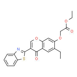 ethyl 2-((3-(benzo[d]thiazol-2-yl)-6-ethyl-4-oxo-4H-chromen-7-yl)oxy)acetate结构式