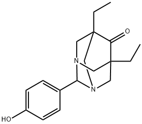 5,7-diethyl-2-(4-hydroxyphenyl)-1,3-diazaadamantan-6-one Structure