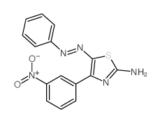 N-[[2-imino-4-(3-nitrophenyl)-1,3-thiazol-5-ylidene]amino]aniline structure