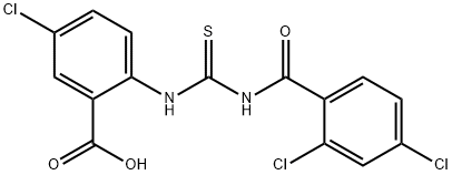 5-chloro-2-[[[(2,4-dichlorobenzoyl)amino]thioxomethyl]amino]-benzoic acid结构式