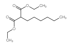 Propanedioic acid,2-hexyl-, 1,3-diethyl ester structure