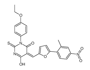 1-(4-ethoxyphenyl)-5-[[5-(2-methyl-4-nitrophenyl)furan-2-yl]methylidene]-2-sulfanylidene-1,3-diazinane-4,6-dione Structure