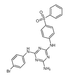 N-(4-benzenesulfonyl-phenyl)-N'-(4-bromo-phenyl)-[1,3,5]triazine-2,4,6-triamine结构式