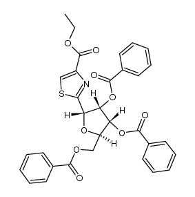 2-(tri-O-benzoyl-α-D-ribofuranosyl)-thiazole-4-carboxylic acid ethyl ester结构式