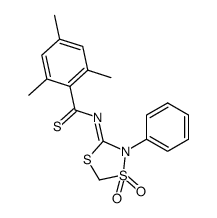 N-(1,1-dioxo-2-phenyl-1λ6-[1,4,2]dithiazolidin-3-ylidene)-2,4,6-trimethyl-thiobenzamide结构式