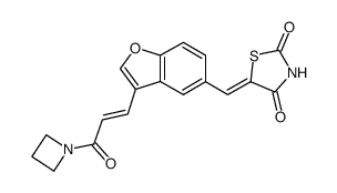 5-({3-[3-azetidin-1-yl-3-oxoprop-1-en-1-yl]-1-benzofuran-5-yl}methylene)-1,3-thiazolidine-2,4-dione结构式
