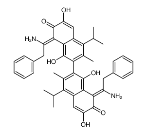 2,2'-Bi(8-benzyliminomethyl-4-isopropyl-3-methyl-1,6,7-naphthalenetriol)结构式