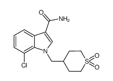 7-chloro-1-(1,1-dioxo-hexahydrothiopyran-4-yl)methyl-1H-indole-3-carboxylic acid amide Structure