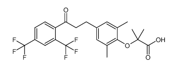 2-(4-(3-(2,4-bis(trifluoromethyl)phenyl)-3-oxo-propyl)-2,6-dimethylphenoxy)-2-methylpropanoic acid Structure