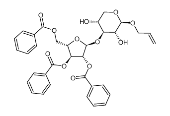 allyl 2,3,5-tri-O-benzoyl-α-L-arabinofuranosyl-(1->3)-β-D-xylopyranoside结构式