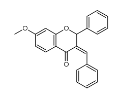 3-benzylidene-2-phenyl-7-methoxy-2,3-dihydro-4H-1-benzopyran-4-one结构式