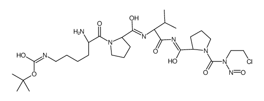 tert-butyl N-[(5S)-5-amino-6-[(2S)-2-[[(2S)-1-[[(2S)-1-[2-chloroethyl(nitroso)carbamoyl]pyrrolidine-2-carbonyl]amino]-3-methyl-1-oxobutan-2-yl]carbamoyl]pyrrolidin-1-yl]-6-oxohexyl]carbamate Structure