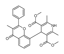 dimethyl 2,6-dimethyl-4-(3-methyl-4-oxo-2-phenylchromen-8-yl)-1,4-dihydropyridine-3,5-dicarboxylate Structure