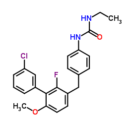 1-{4-[(3'-Chloro-2-fluoro-6-methoxy-3-biphenylyl)methyl]phenyl}-3-ethylurea Structure