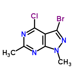 3-Bromo-4-chloro-1,6-dimethyl-1H-pyrazolo[3,4-d]pyrimidine结构式