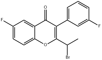 2-(1-bromoethyl)-6-fluoro-3-(3-fluorophenyl)-4H-chromen-4-one structure