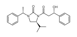 (S)-3-[(S)-3-hydroxy-3-phenylpropanoyl]-4-isopropyl-1-[(S)-1-phenylethyl]imidazolidin-2-one Structure