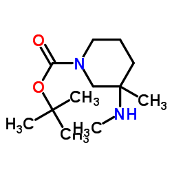 2-Methyl-2-propanyl 3-methyl-3-(methylamino)-1-piperidinecarboxylate Structure