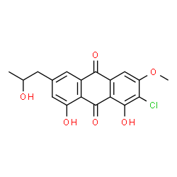 (+)-2-Chloro-1,8-dihydroxy-6-(2-hydroxypropyl)-3-methoxyanthraquinone Structure