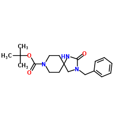 tert-Butyl 3-benzyl-2-oxo-1,3,8-triazaspiro[4.5]decane-8-carboxylate结构式