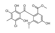 2-(2,6-Dihydroxy-3,5-dichloro-4-methylbenzoyl)-3-methoxy-5-hydroxybenzoic acid methyl ester结构式