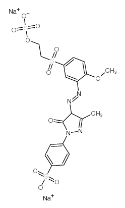 disodium p-[4,5-dihydro-4-[[2-methoxy-5-[[2-(sulphonatooxy)ethyl]sulphonyl]phenyl]azo]-3-methyl-5-oxo-1H-pyrazol-1-yl]benzenesulphonate结构式