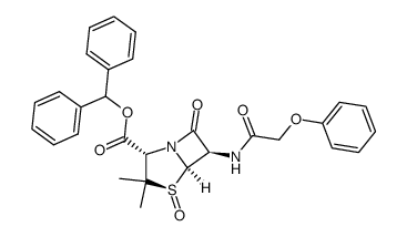 diphenylmethyl [2S(2alpha,4beta,5alpha,6beta)]-3,3-dimethyl-7-oxo-6-(phenoxyacetamido)-4-thia-1-azabicyclo[3.2.0]heptane-2-carboxylate 4-oxide Structure