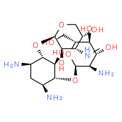 4-O-(2-Amino-2-deoxy-α-D-glucopyranosyl)-6-O-(3-deoxy-3-methylamino-β-L-arabinopyranosyl)-2-deoxy-D-streptamine结构式