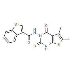 Benzo[b]thiophene-3-carboxamide, N-(1,4-dihydro-5,6-dimethyl-4-oxo-2-thioxothieno[2,3-d]pyrimidin-3(2H)-yl)- (9CI)结构式