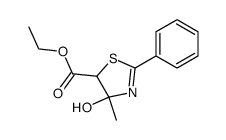 4-hydroxy-4-methyl-2-phenyl-4,5-dihydro-thiazole-5-carboxylic acid ethyl ester结构式