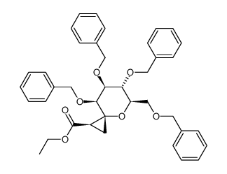 ethyl (1R,2'R)-2,3,4,6-tetra-O-benzylspiro[1,5-anhydro-D-mannitol-1,1'-cyclopropane]-2'-carboxylate结构式