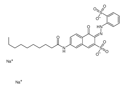 disodium 4-hydroxy-7-[(1-oxodecyl)amino]-3-[(2-sulphonatophenyl)azo]naphthalene-2-sulphonate结构式