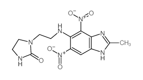 1-(2-((2-Methyl-4,6-dinitro-1H-benzimidazol-5-yl)amino)ethyl)-2-imidazolidinone结构式