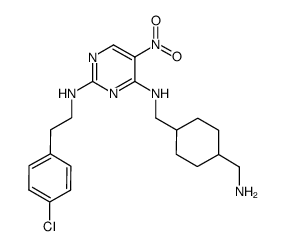 N4-{[4-(aminomethyl)cyclohexyl]methyl}-N2-[2-(4-chlorophenyl)ethyl]-5-nitropyrimidine-2,4-diamine结构式