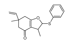 3,6-dimethyl-2-(phenylthio)-6-vinyl-3,5,6,7-tetrahydrobenzofuran-4(2H)-one Structure