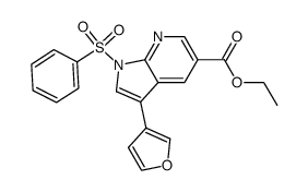 1-benzenesulfonyl-3-furan-3-yl-1H-pyrrolo[2,3-b]pyridine-5-carboxylic acid ethyl ester Structure