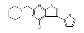 Thieno[2,3-d]pyrimidine, 4-chloro-2-(1-piperidinylmethyl)-5-(2-thienyl) Structure