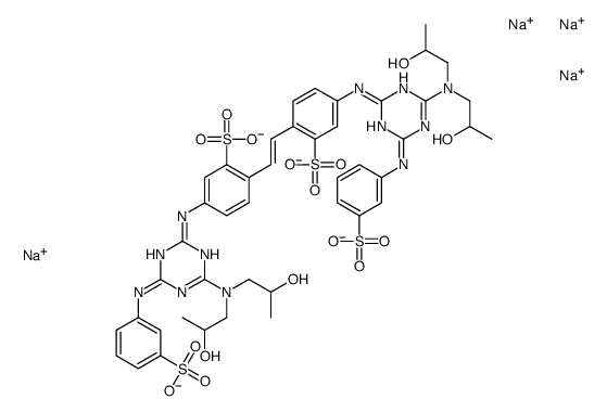 tetrasodium 4,4'-bis[[4-[bis(2-hydroxypropyl)amino]-6-[(3-sulphonatophenyl)amino]-1,3,5-triazin-2-yl]amino]stilbene-2,2'-disulphonate Structure