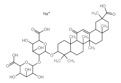 a-D-Glucopyranosiduronic acid, (3b,20b)-20-carboxy-11-oxo-30-norolean-12-en-3-yl 2-O-b-D-glucopyranuronosyl-, sodiumsalt (1:1) Structure