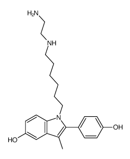 1-(2-amino-ethylamino)-6-[5-hydroxy-2-(4-hydroxyphenyl)-3-methyl-indole-1-yl]-hexane结构式