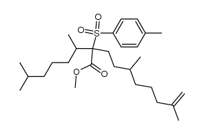methyl 5,9-dimethyl-2-(6-methylheptan-2-yl)-2-tosyldec-9-enoate结构式