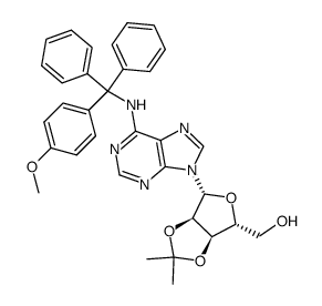 2',3'-O-isopropylidene-N6-(4-methoxytrityl)adenosine结构式